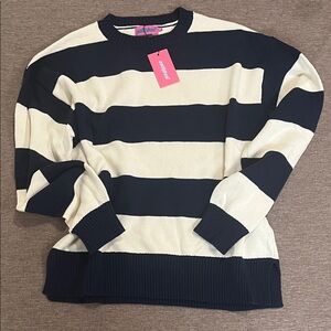 Navy and Cream Striped Sweater